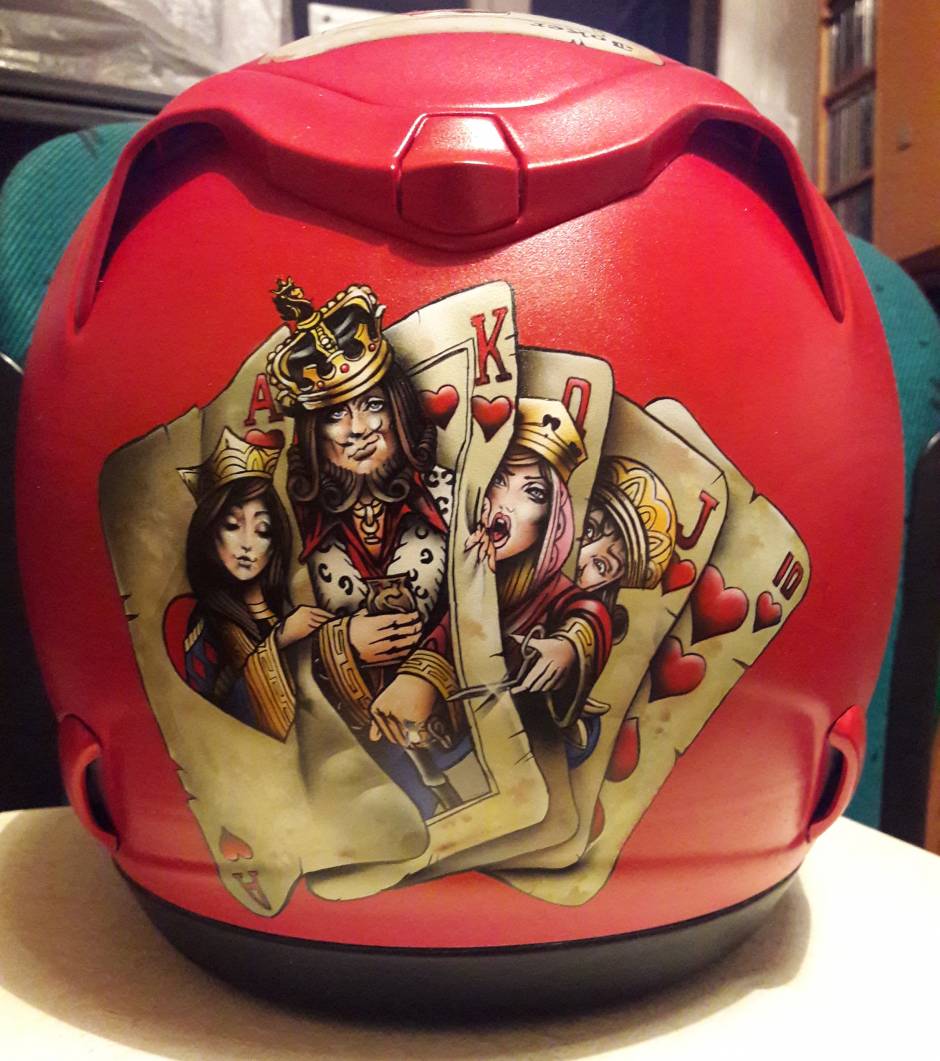 Playing cards airbrushed helmet