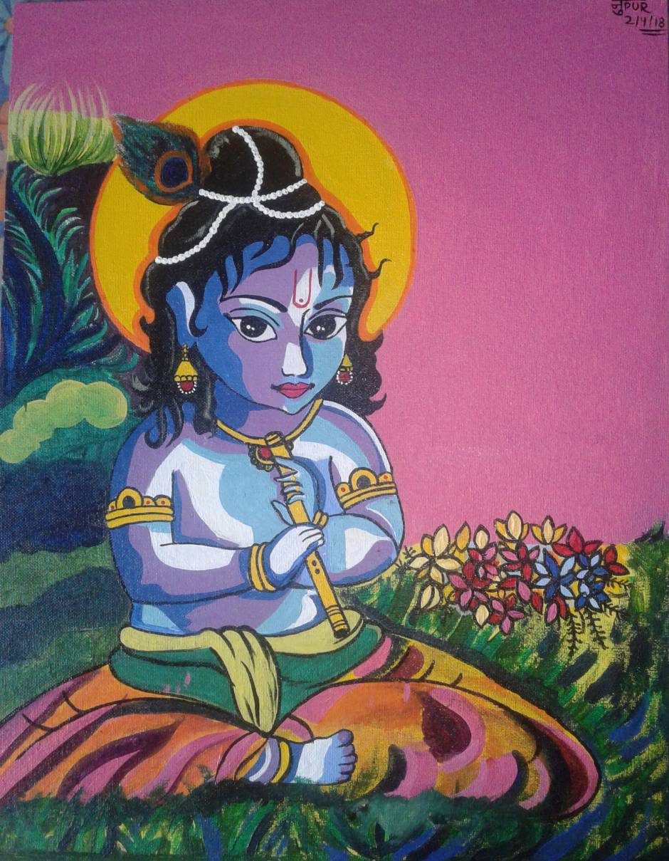 Bal Krishna Poster for pregnant women Balkrishna photo frame for pregnant  women Krishn Painting Hindu God