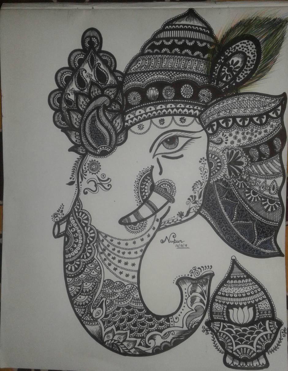 Sowmikas Ganapathi Pen Sketch