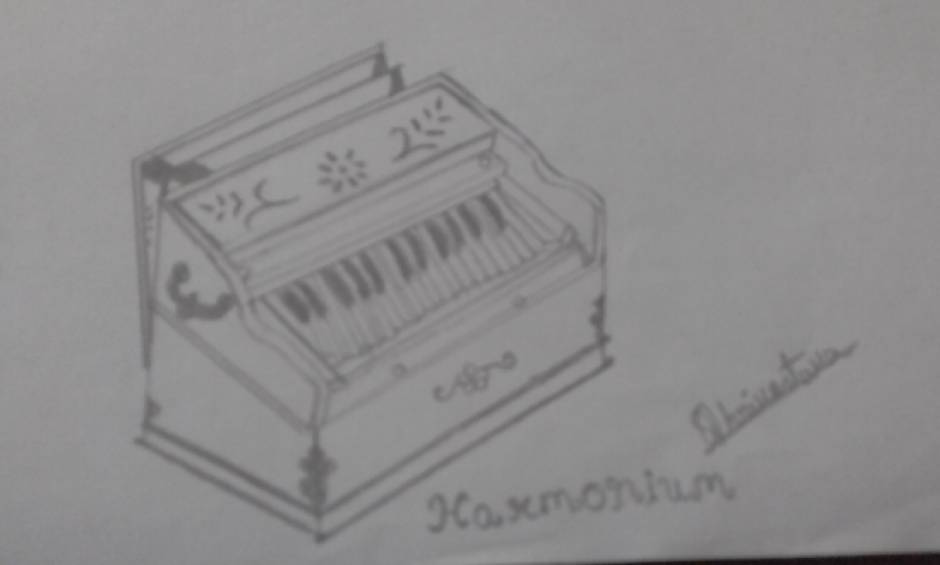 Harmonium.Simple pencil sketch.