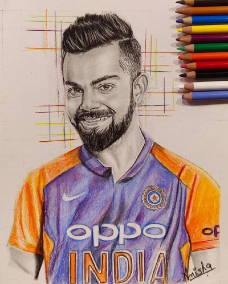 Pencil sketch artist - Chiku....Virat Kohli Cricket 🌟 Drawing tools-HB,6B  pencils | Facebook