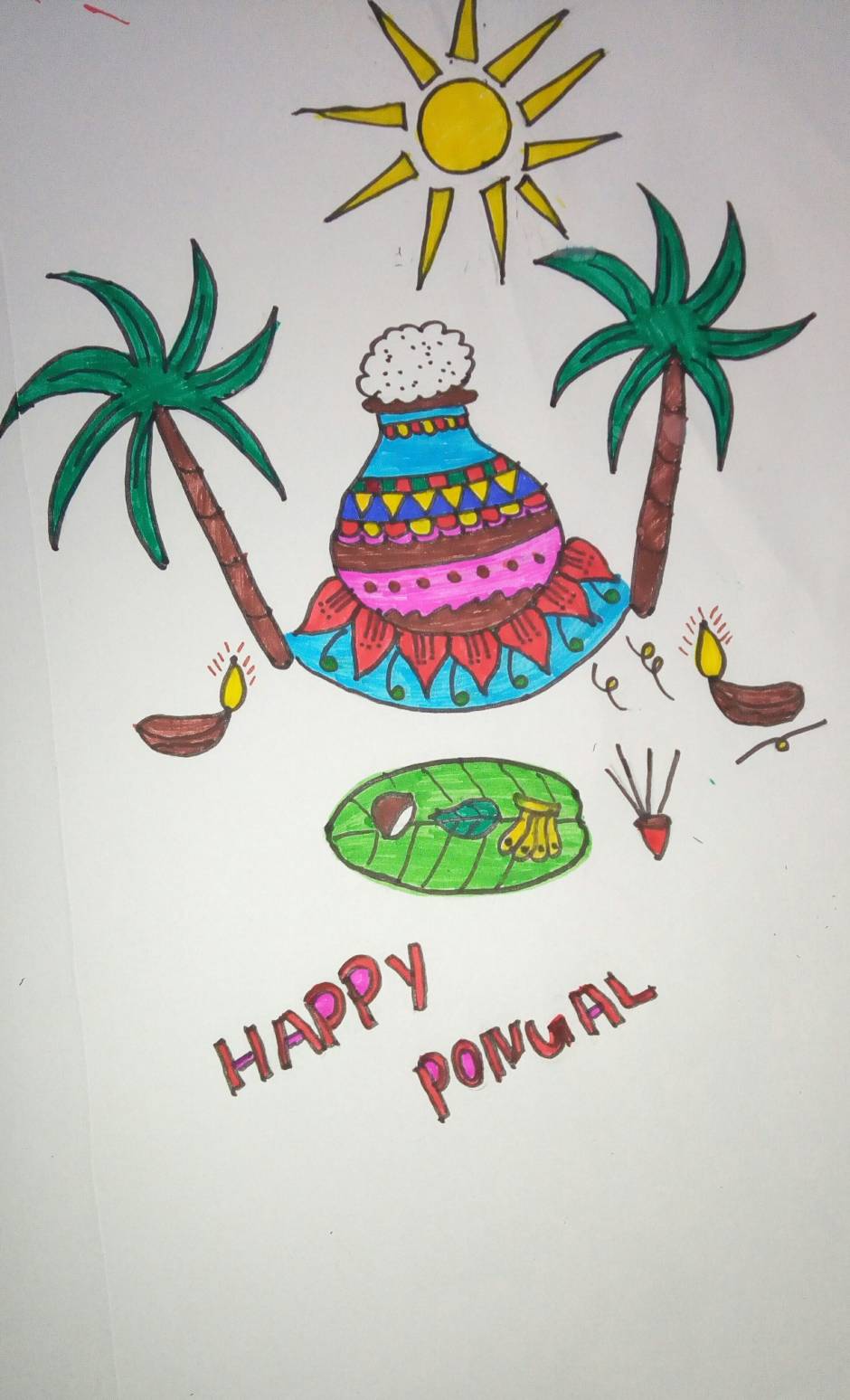 Pongal colour drawing by cute 👶 kiddos - TinyTots art n craft | Facebook