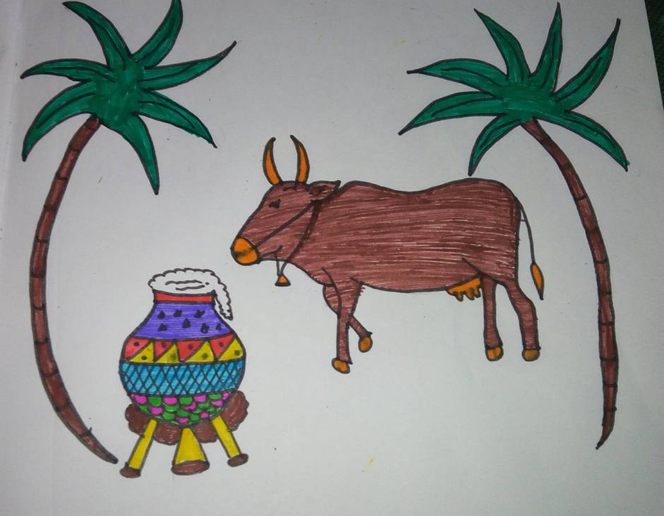 How to Draw Easy Pongal Festival Drawing Competition for Beginners and  School Students | Drawing competition, Art drawings for kids, Easy drawings