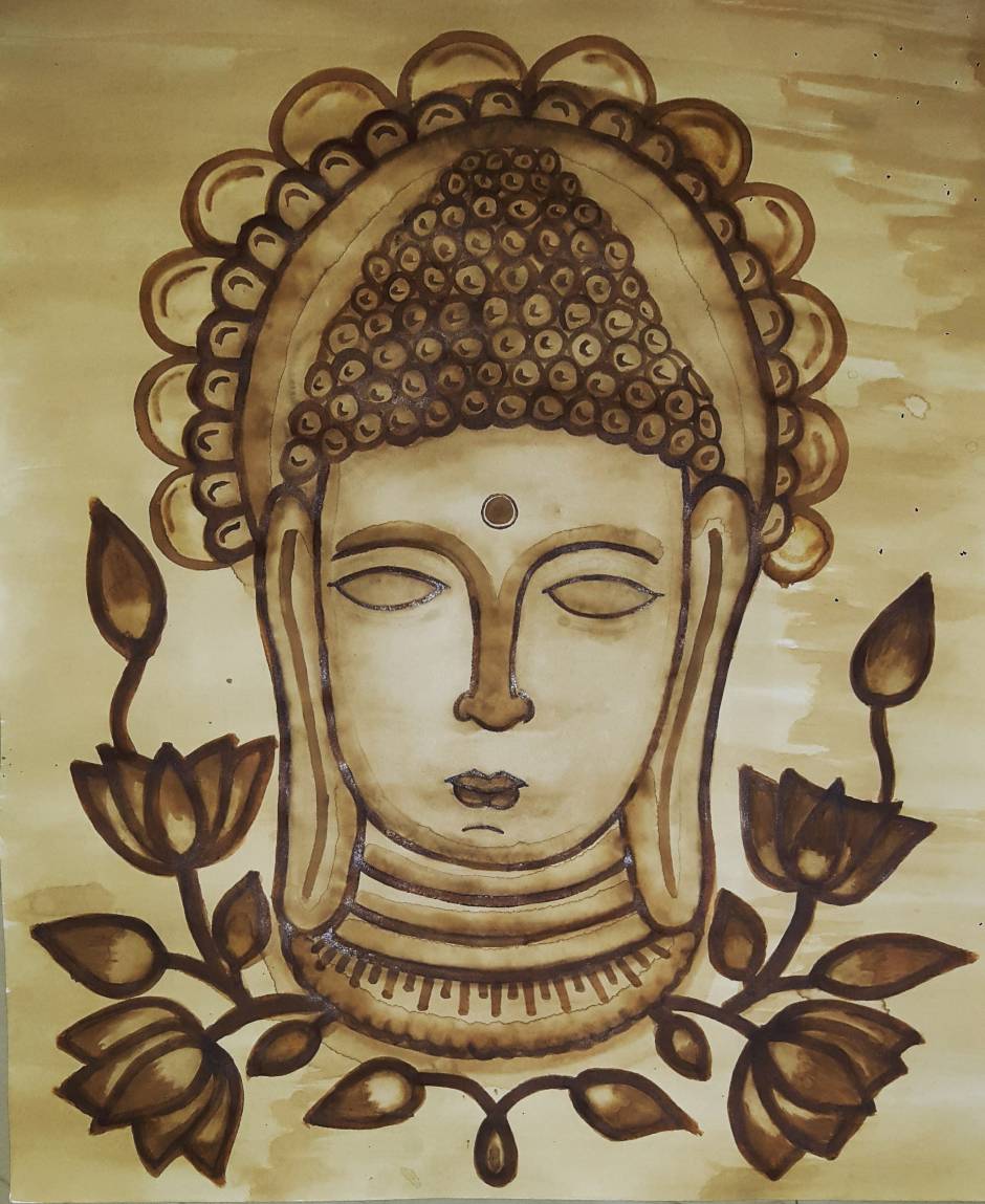 coffee painting buddha