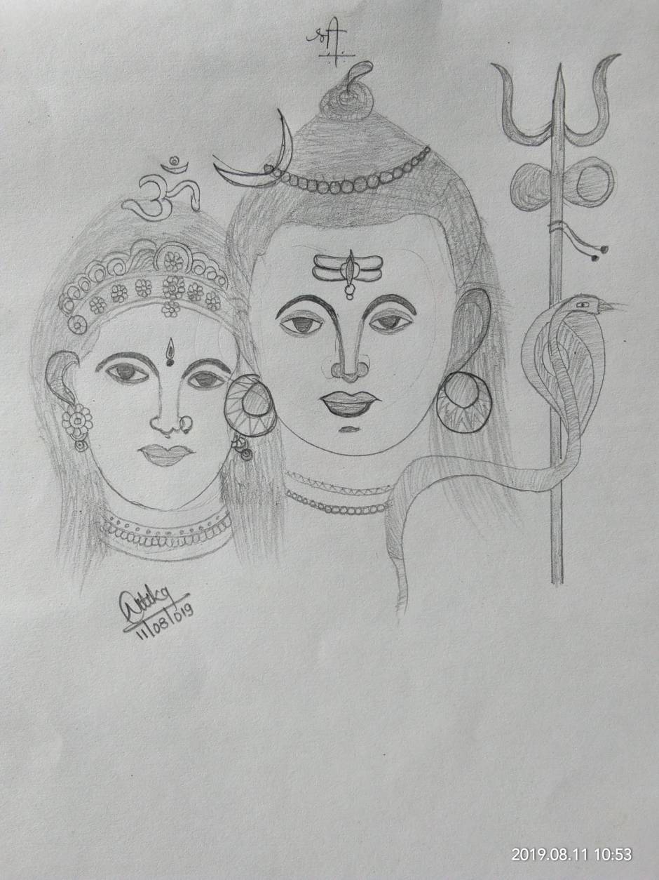 Shiva  Parvati Drawing by Nitin Gambhir  Saatchi Art