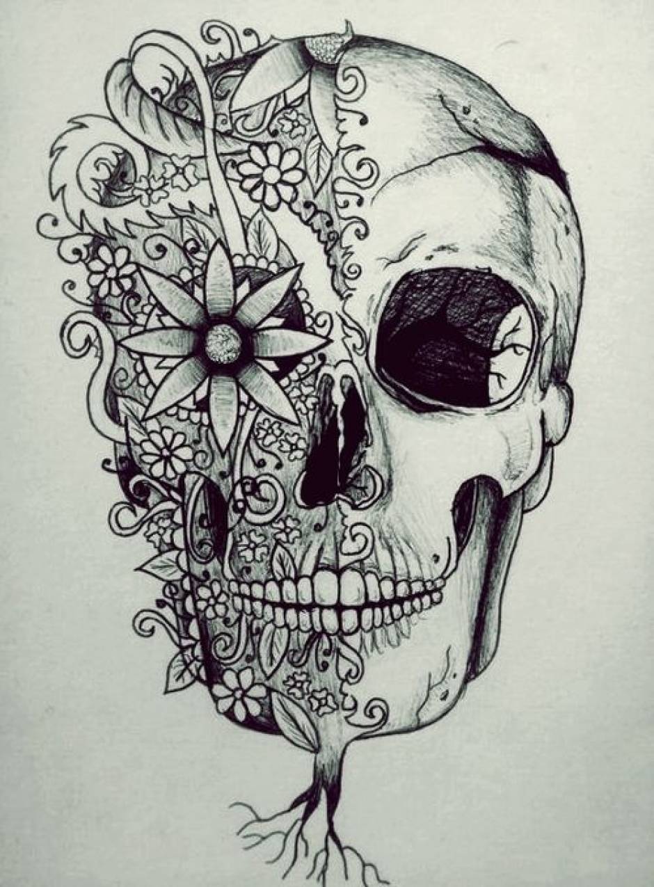 Skull Flower Drawing Images - Free Download on Freepik