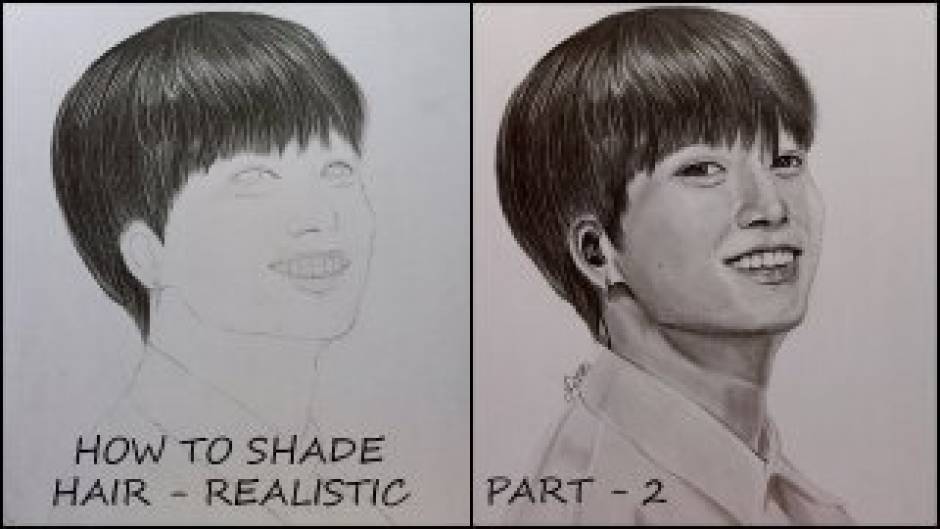 How to draw Realistic hair | Jungkook | Portrait Sketch (Part 2)