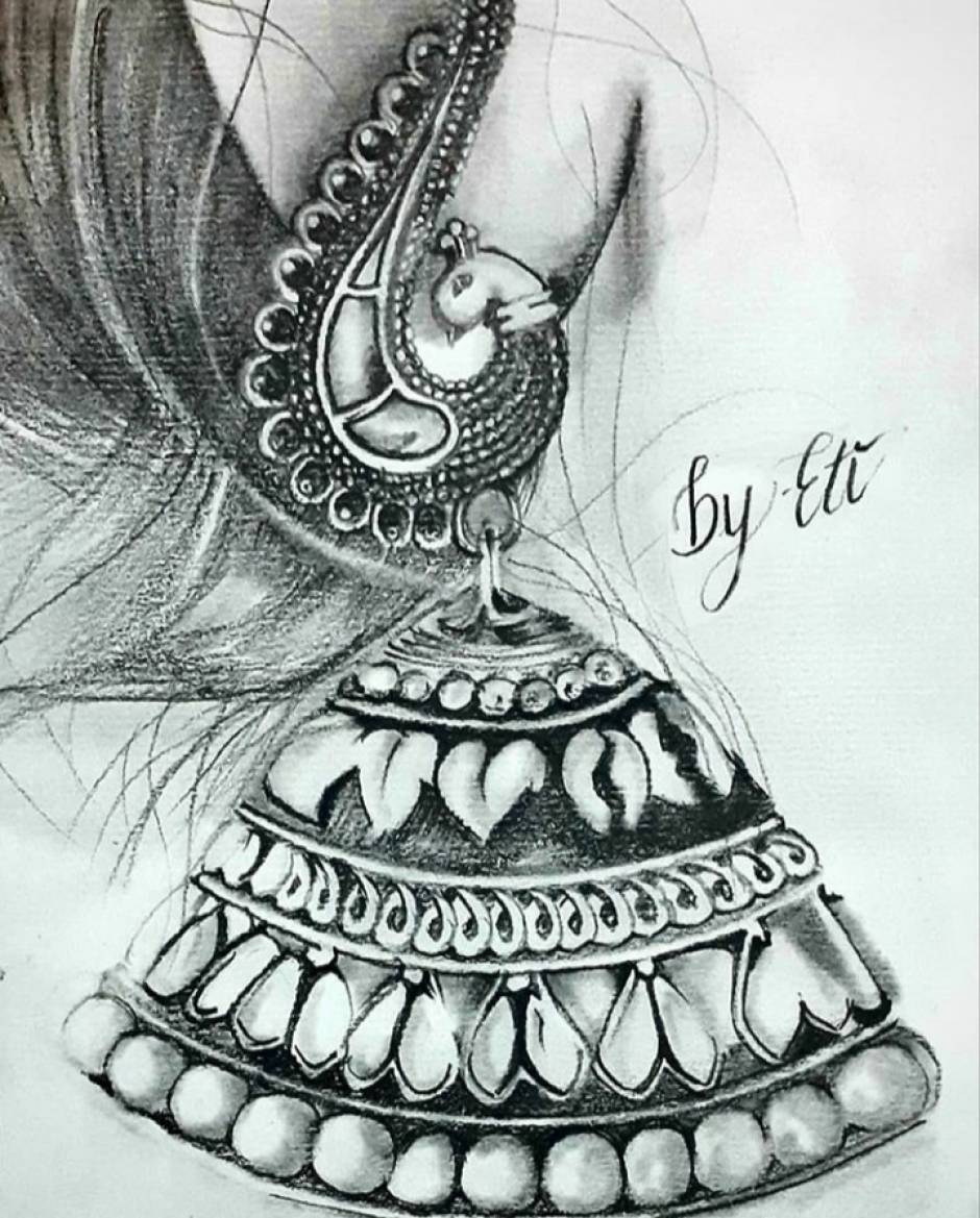 earrings drawing  easy earrings design drawing with pencil shading   jewellery drawing Uart  YouTube