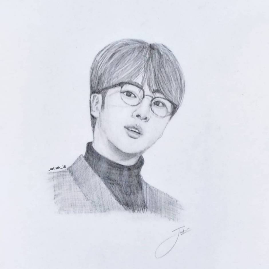How to draw Jin || kim seok Jin BTS || BTS sketch || រៀនគូររូបជីន - YouTube