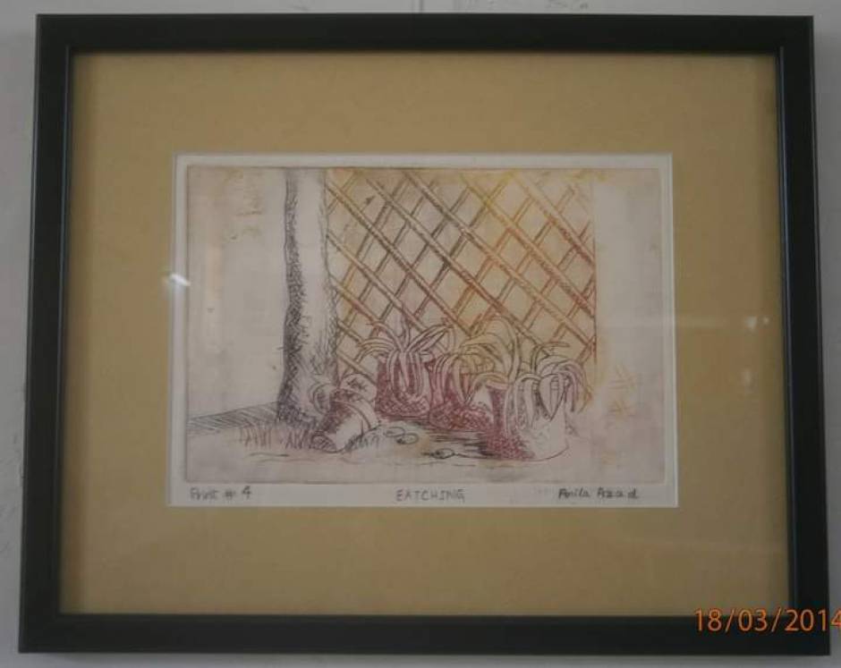 Etching on copper plate