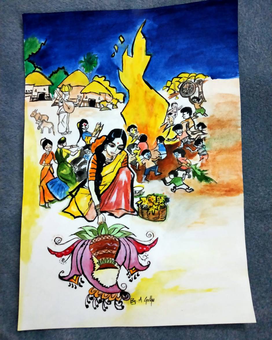 Indian Festivals-Acrylic Painting