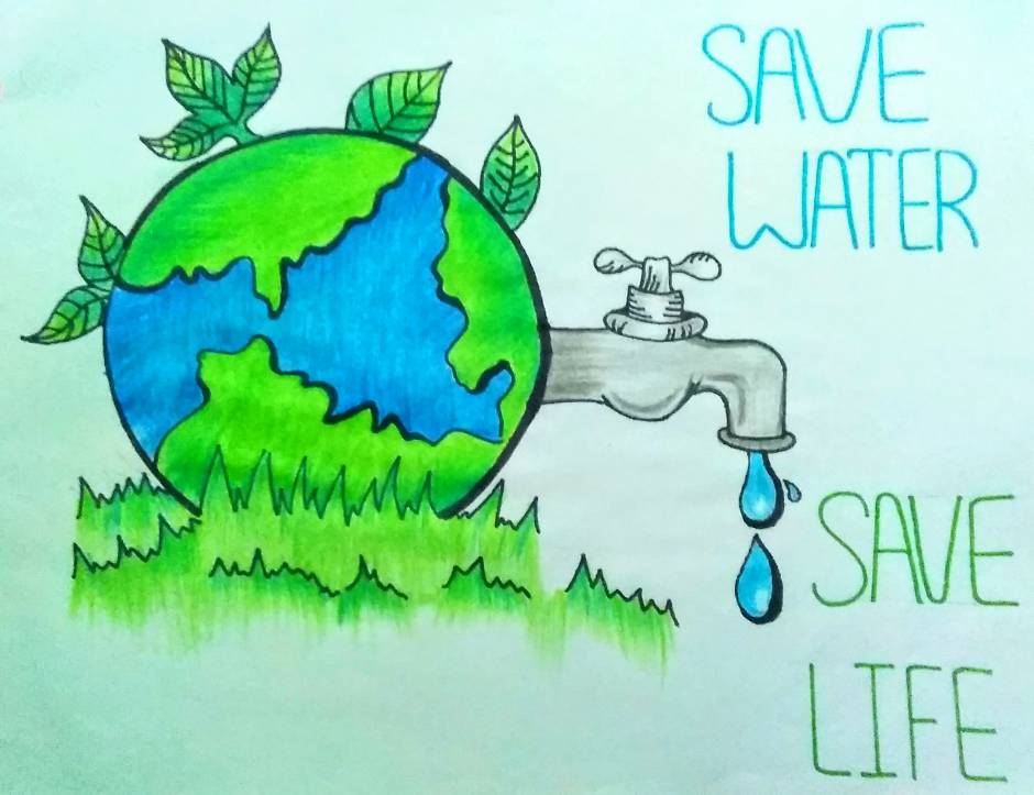 Save water Painting by Komal Ajay Kumthekar