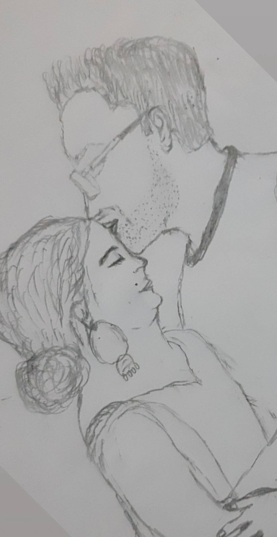 Modern Young Couple In Love Bearded Man Kissing Girl In Forehead Romantic  Sketch Illustration Stock Illustration  Download Image Now  iStock