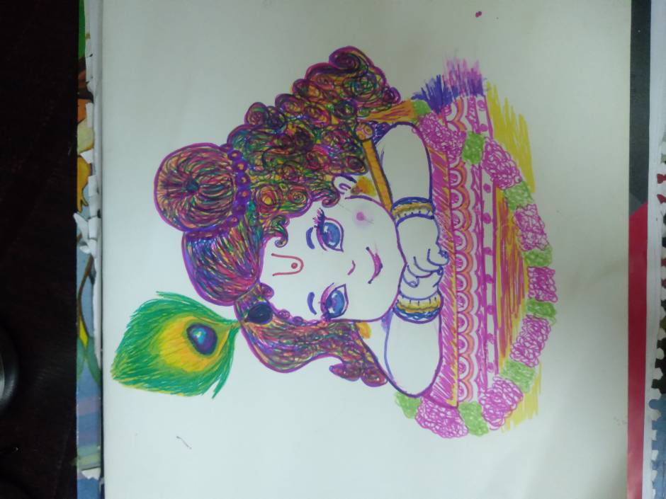 Draw Cute Little Krishna | Janmashtami Special | Lord Krishna Painting -  How to Draw Kanha - YouTube
