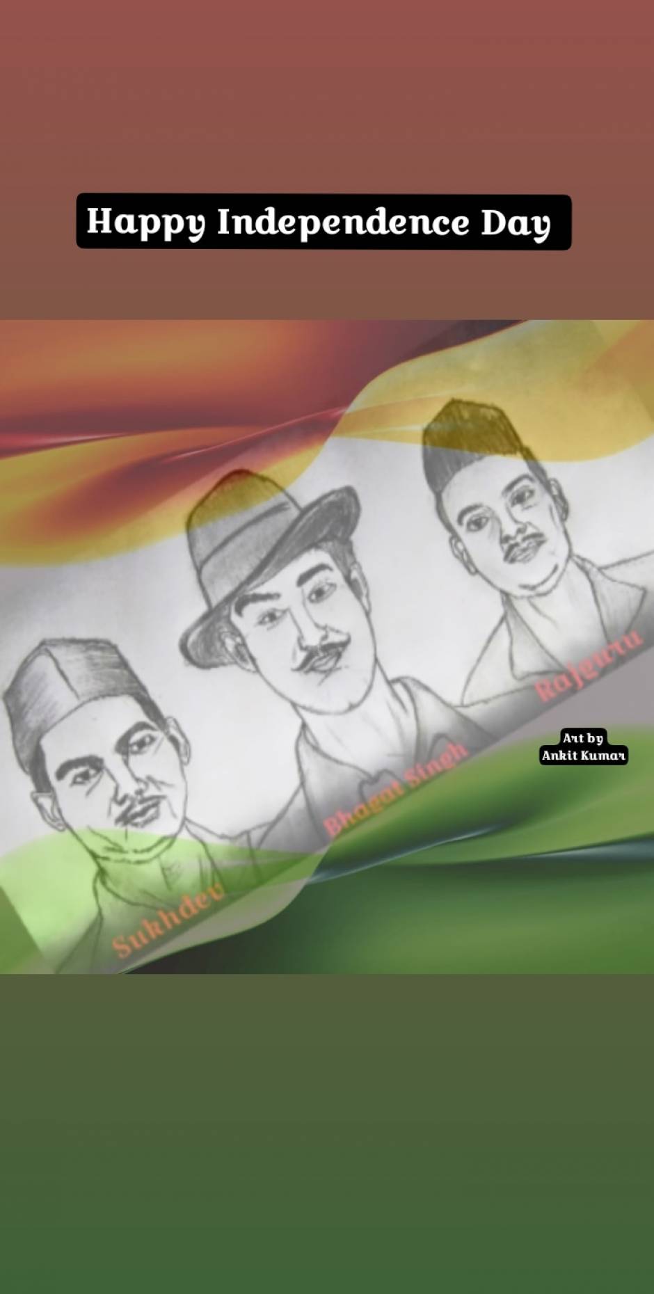 Bhagat Singh , Rajguru And Sukhdev ( Art By - Ankit Kumar )