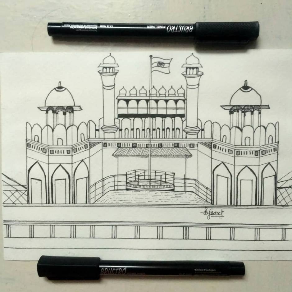 Red fort drawing | Red fort, Drawings, Landmarks