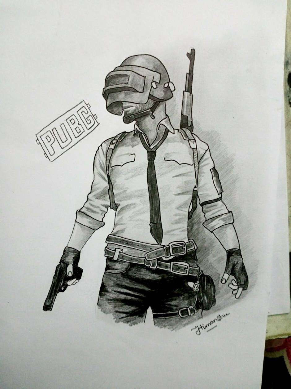 the_artistic_portrayals - 💓💓Pubg lover...😆😆 Shading sketch.. On A3  paper..✏✏📖📖 . Hope you like this... . @pubgmobile @pubg @pub@scout_pubg # pubg #pubgmobile #pubgmemes #pubgclips #pubgfunny #pubgchallenge  #pubghighlights #pubgfunny #shades ...