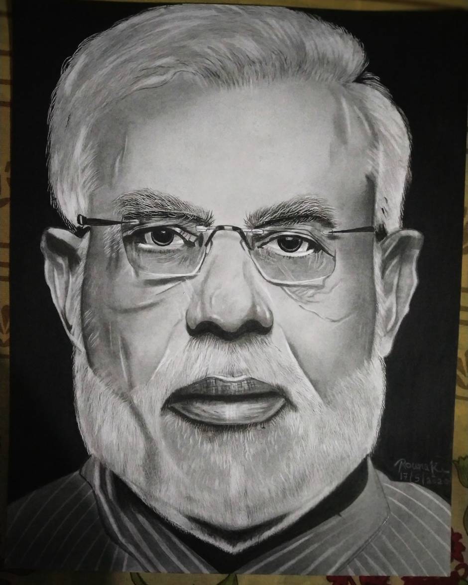Narendra Modi Pencil Sketch - Desi Painters