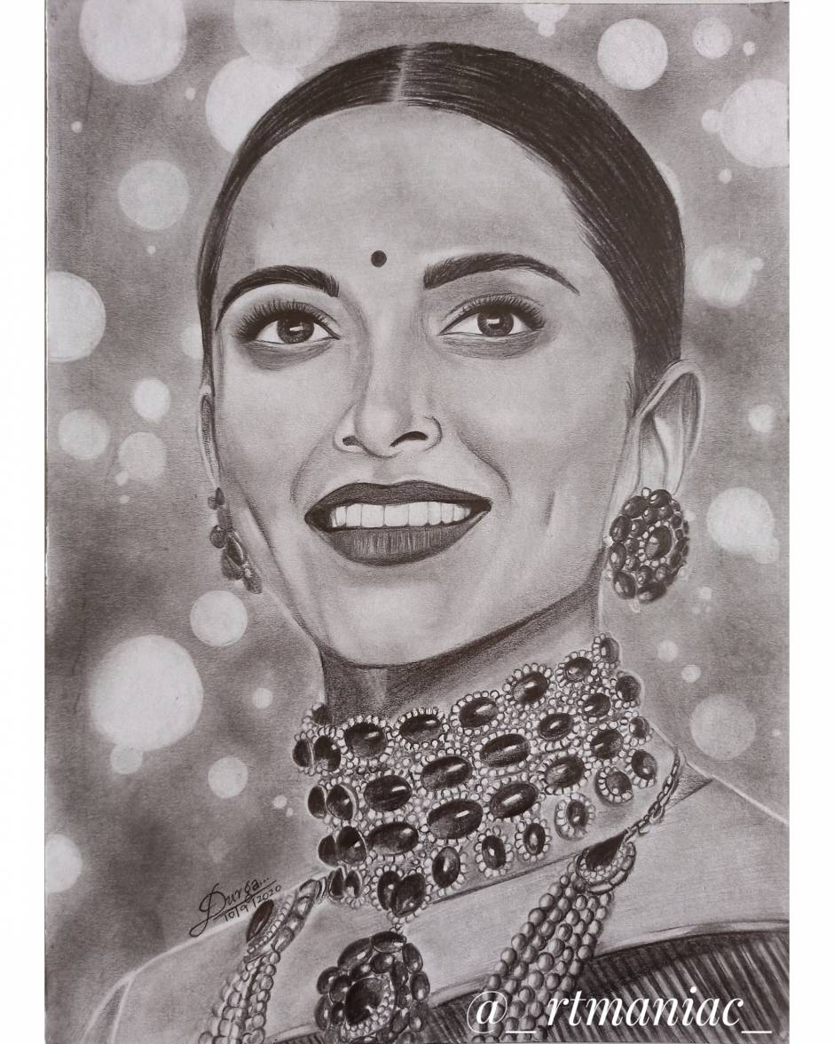 Monika khanduja - Pencil Sketch of Deepika Padukone