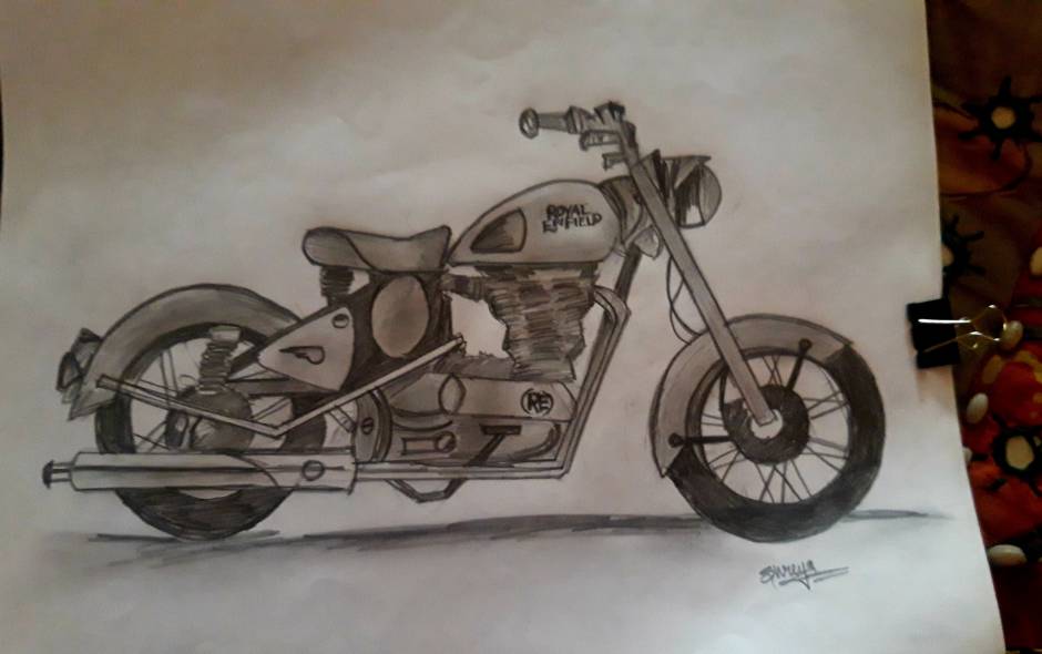 How to draw Royal Enfield bullet bick  YouTube