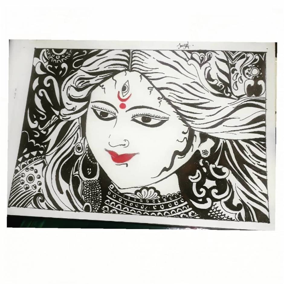 Goddess Durga pencil sketch  Durga face pencil sketchGalleyofgodscom