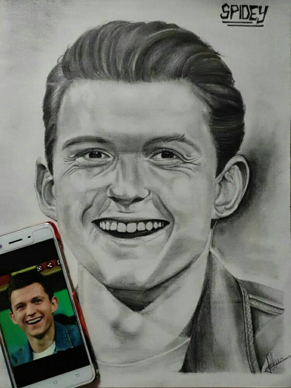 Tom Holland Drawing  Art Therapy  Drawings  Illustration People   Figures Celebrity Other Celebrity  ArtPal