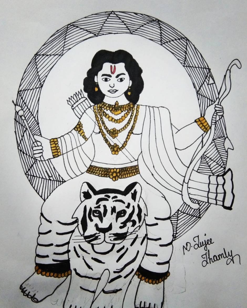 sabarimala temple  Drawing by Fifth Standard Student Anandhu  May Swamy  Ayyappan bless him  Share and support  Facebook