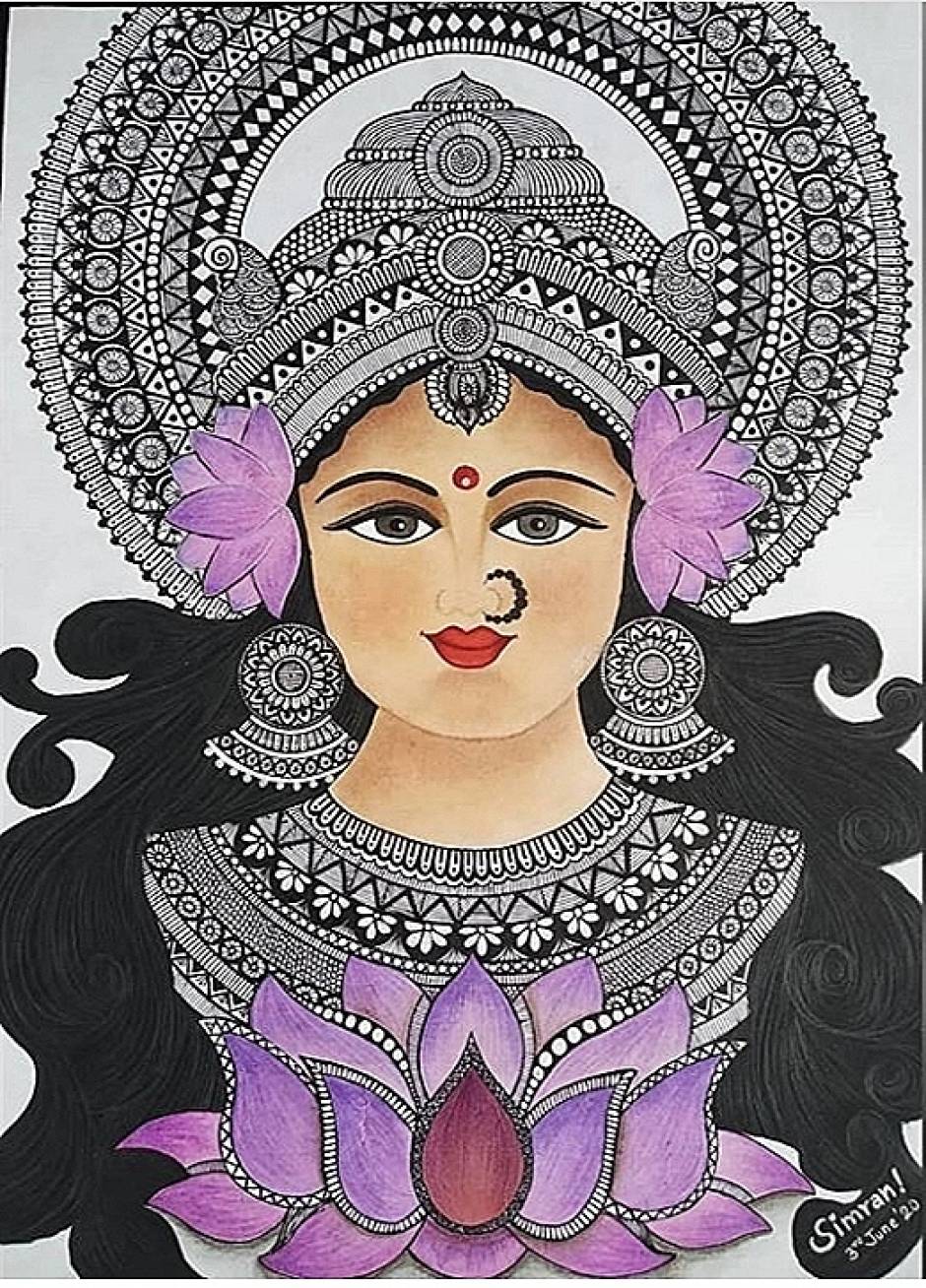 how to draw goddess Lakshmi devi | artistca - YouTube