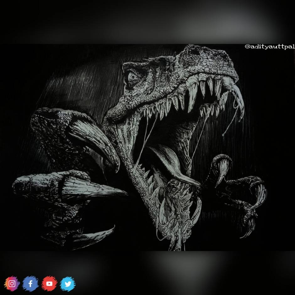 Jurassic Park Dinosaurs Drawing by Giselle Rivas - Pixels