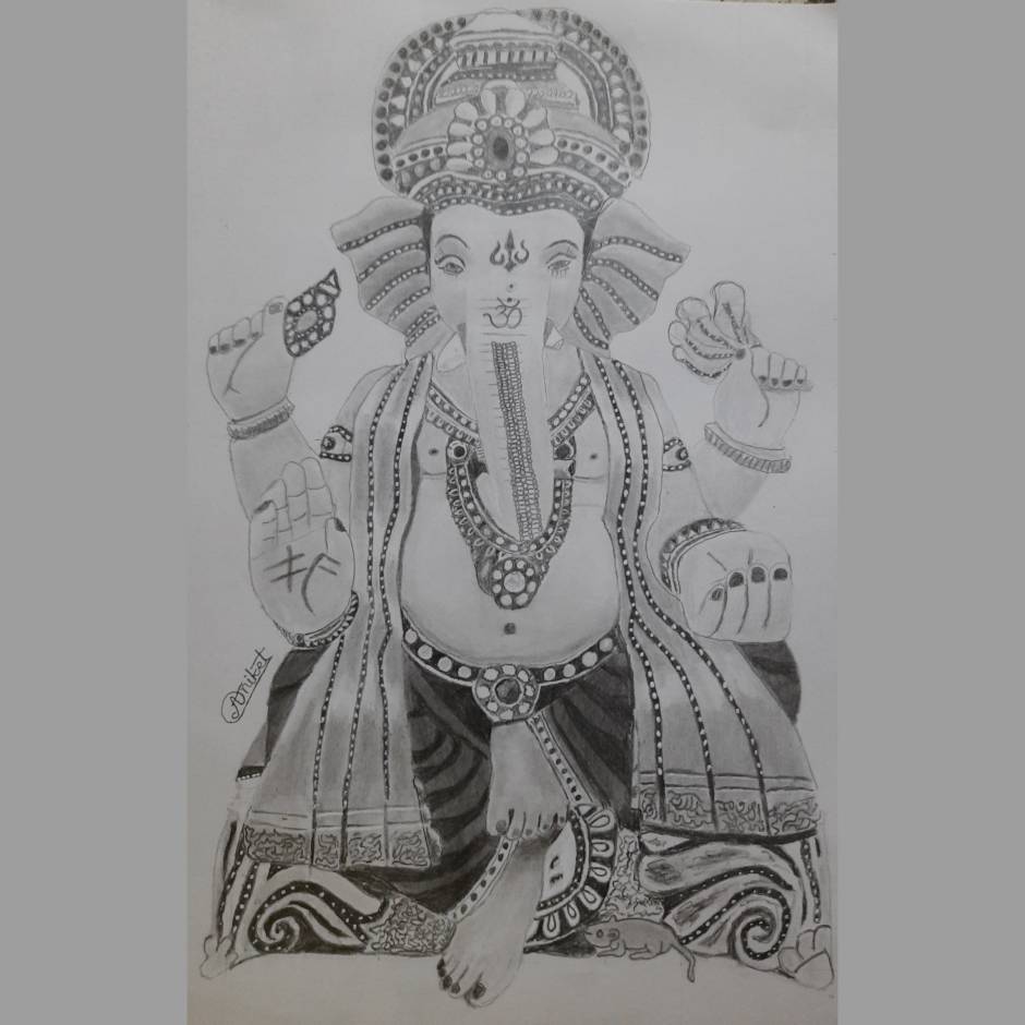 Baby Ganesha sleeping on the leaf 🍃✨ Ganpati Bappa Morya 🙏🏻😇 . .  Brustro artists coloured pencils drawing on A5 size sketchbook… | Instagram