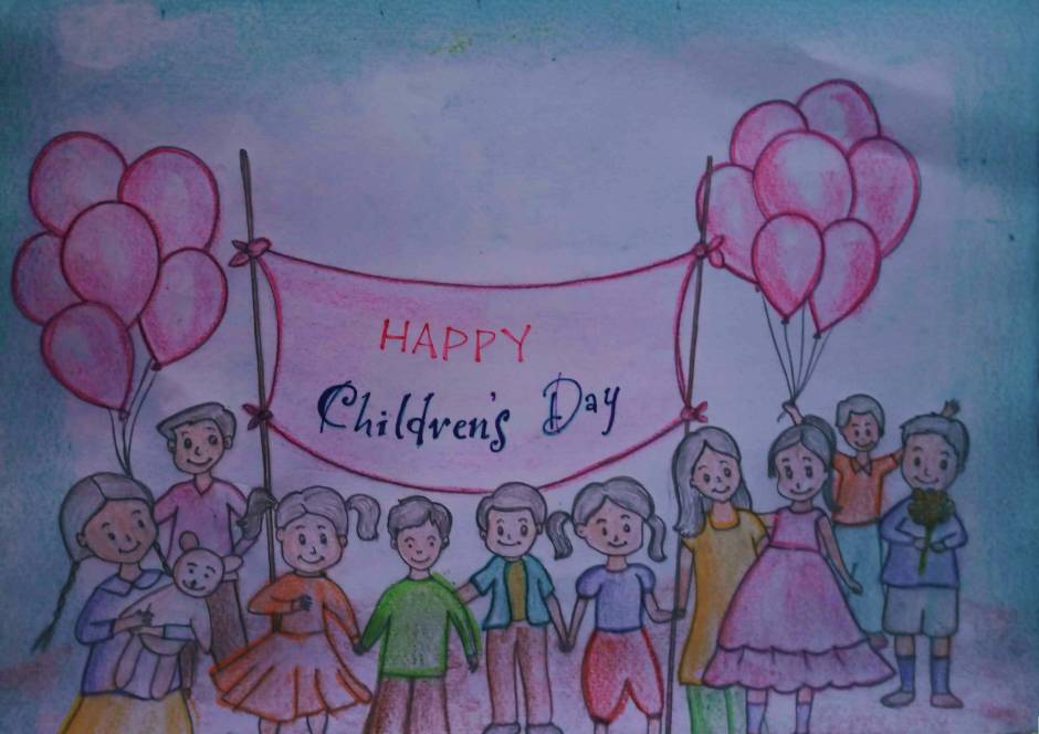 HOW TO MAKE HAPPY CHILDREN'S DAY CARD/CHILDREN'S DAY POSTER DRAWING/EASY CHILDREN'S  DAY DRAWING IDEA | Children's day poster, Happy children's day, Poster  drawing