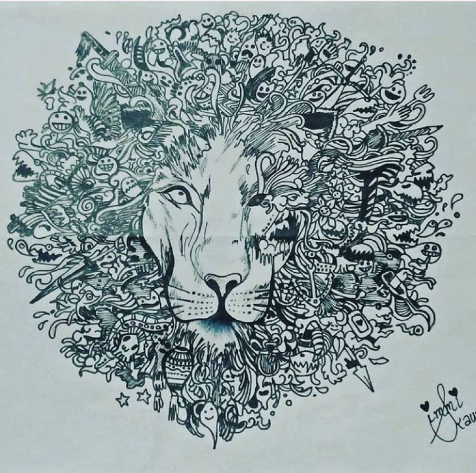 Doodle lion art