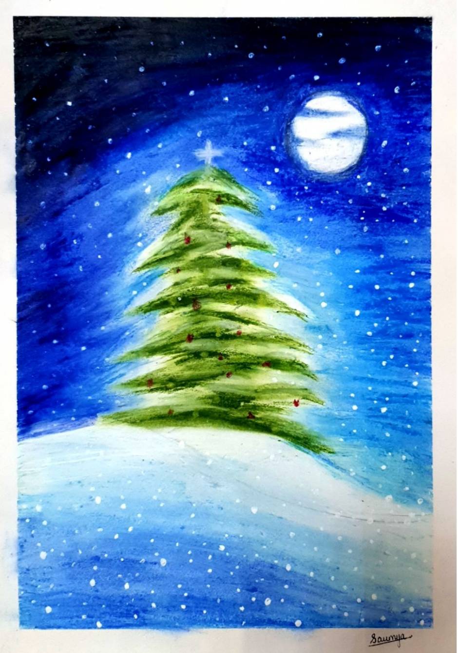 Christmas Oil Pastel Drawing - Apparel & Accessories Store