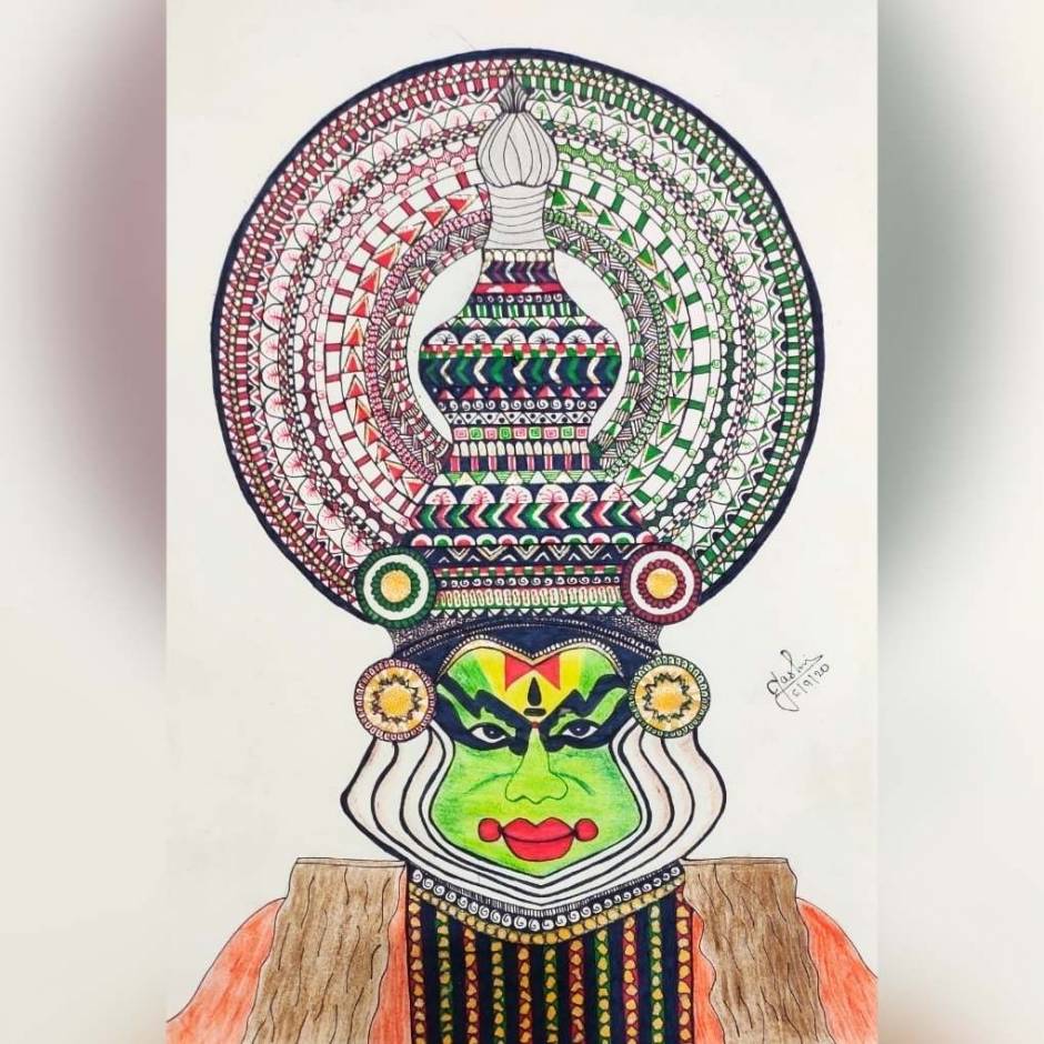 Sha's Art-Traditional Kathakali Face Acrylic Painting | Sha's Art