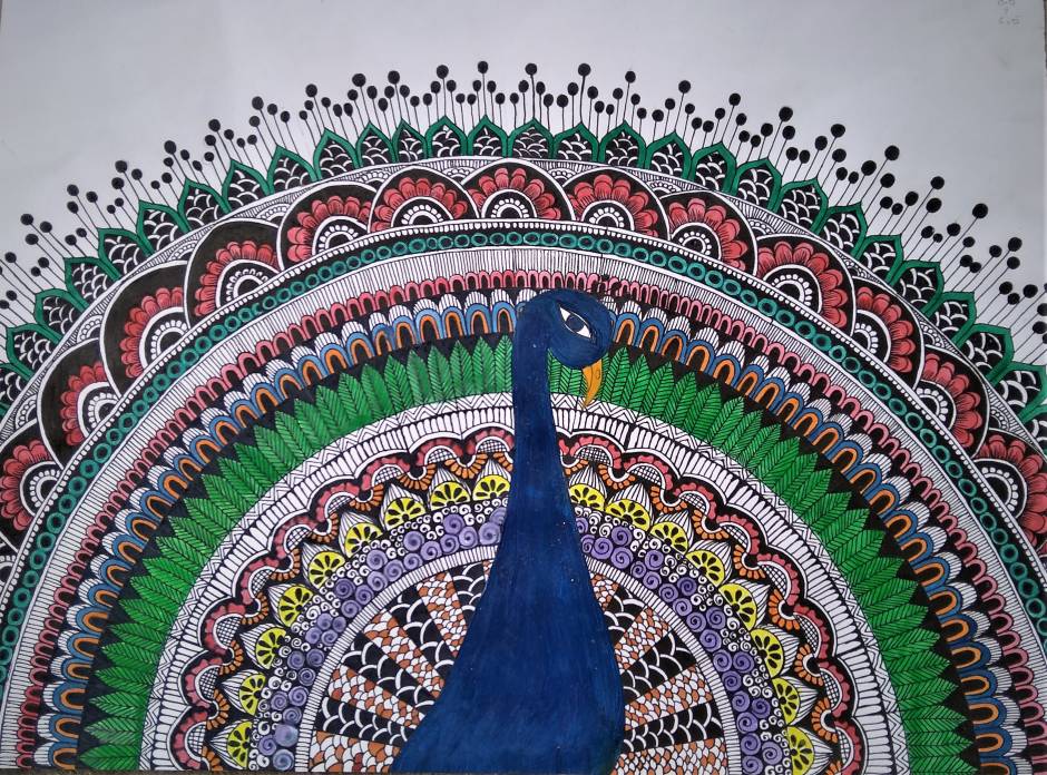 Peacock Mandala||Zentangle Art||