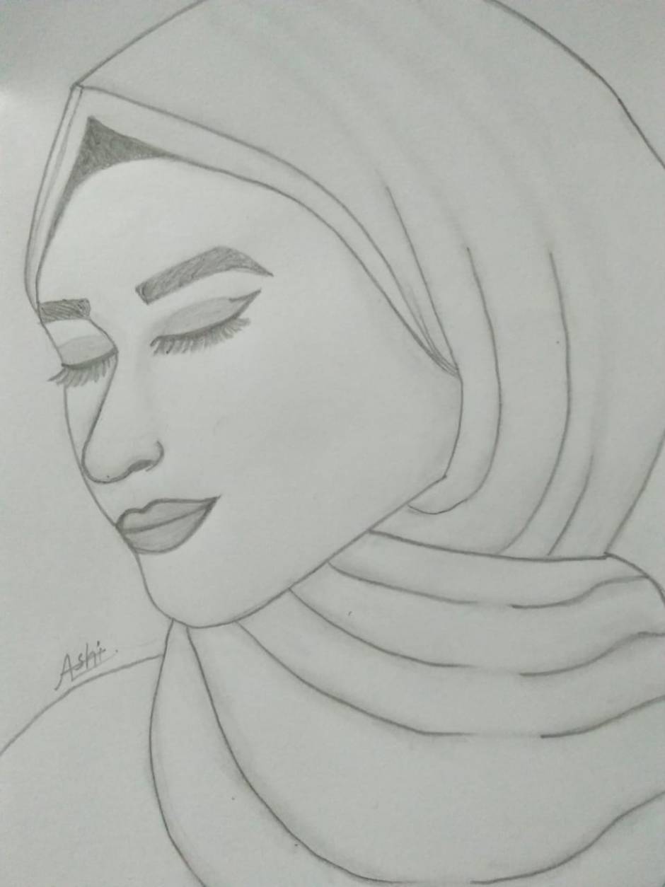 Girl with Hijab #Pencil Sketch