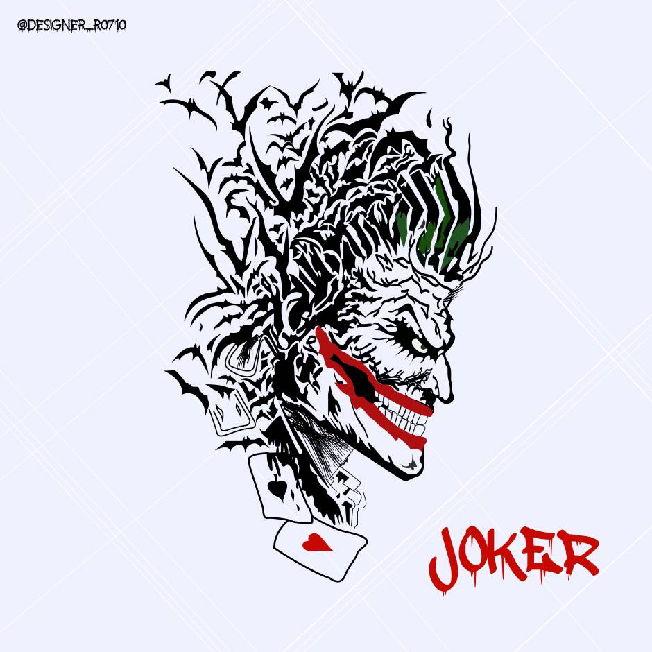 Joker illustration done through tracing on illustrator