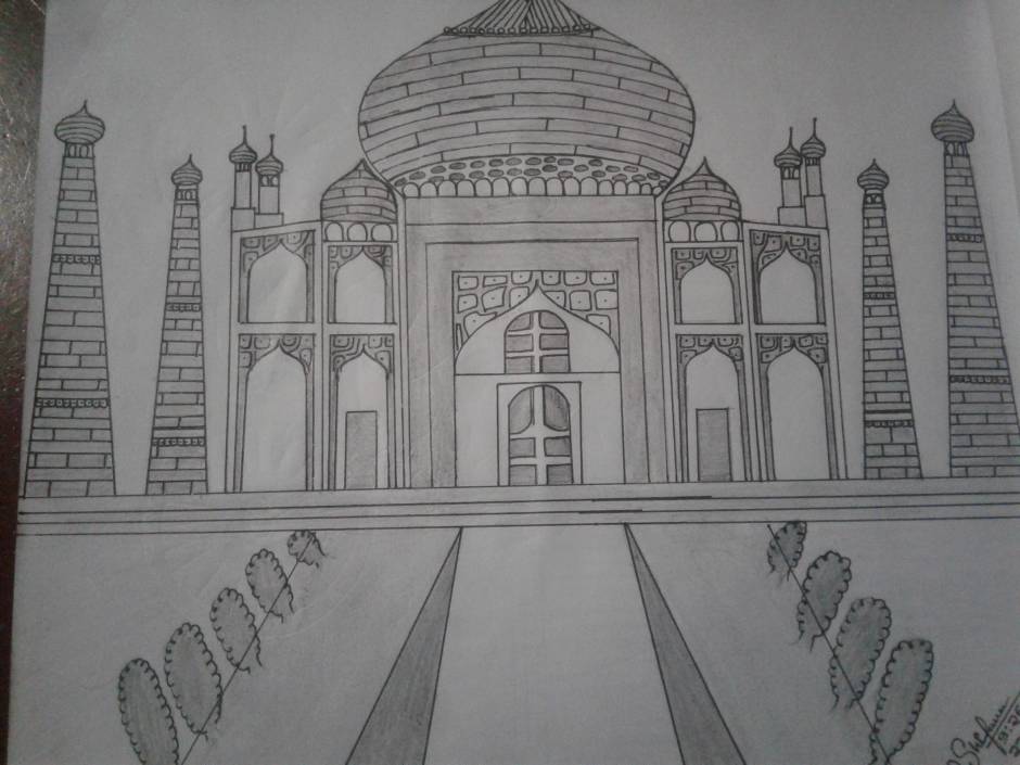 Taj Mahal sketch - ink on paper - Kelly Goss Art