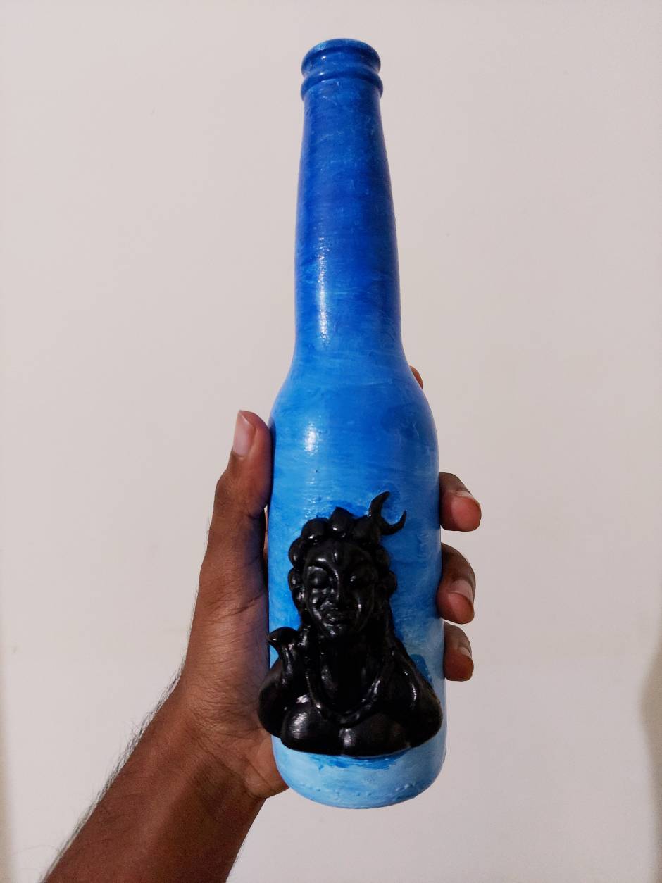 lord shiva bottle painting