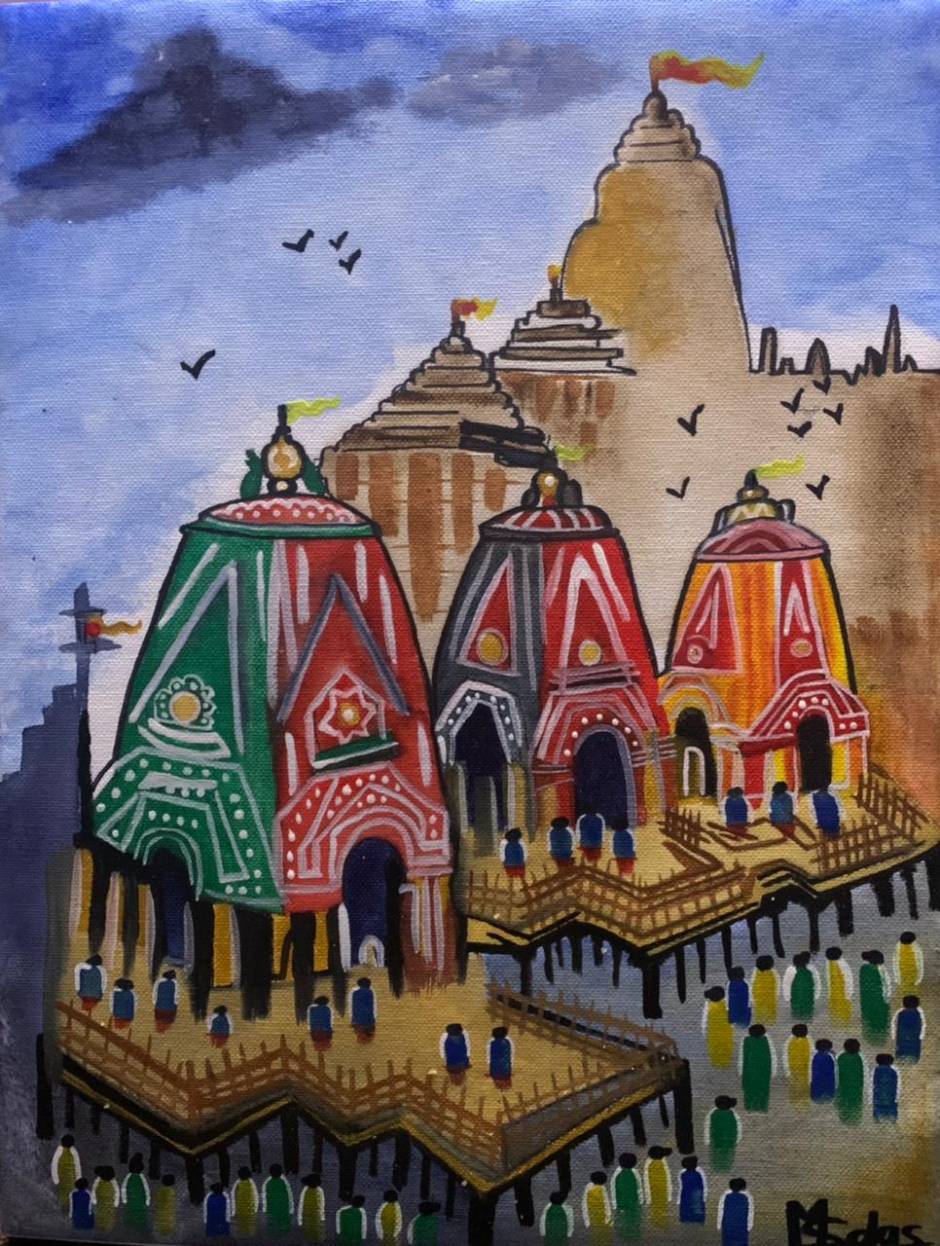 Rath Yatra Drawing With Oil Pastel | Easy Rath Yatra Drawing | Step By Step  - YouTube