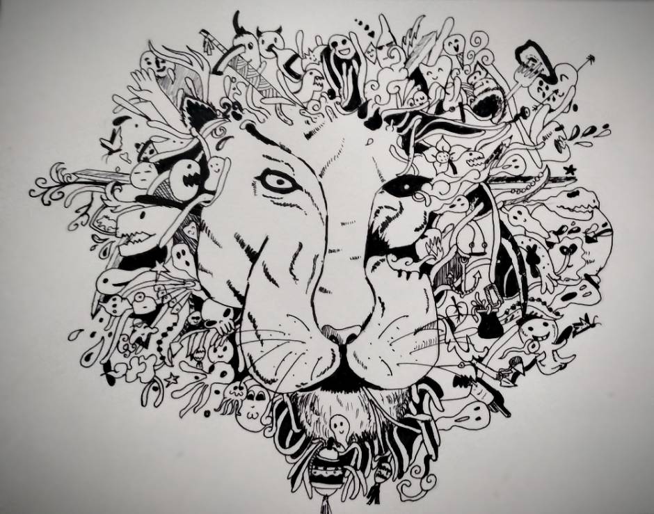 Doodle art of lion