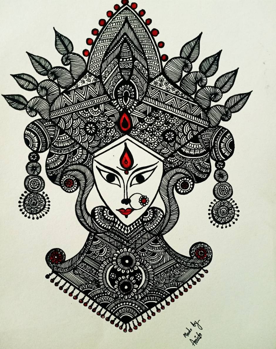 Mata Rani Drawing  How to Draw Goddess Durga Colouring Video for  BeginnersRainbowKitchenshorts  Learn to sketch Durga goddess Drawings