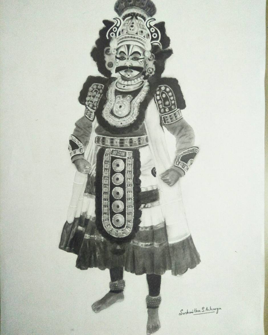 Yakshagana  The art of Karnataka  Pencil sketch of Yakshagana  YouTube