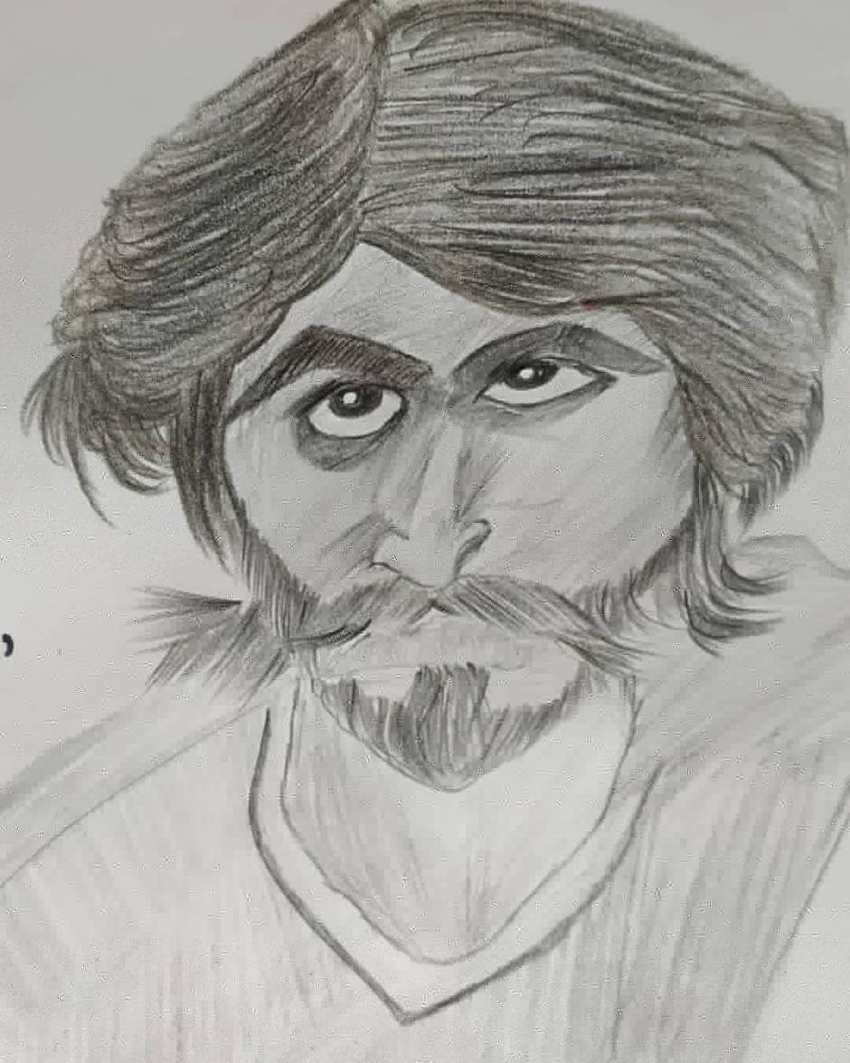 Charcoal Rocky bhai sketch hyper relestic sketch, Size: A-4 at best price  in Delhi