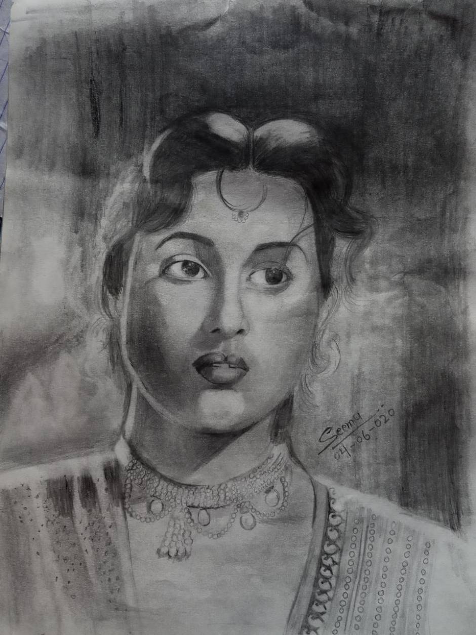 S V Badri on Twitter newsflicks IndiaToday A pencil sketch of Madhubala  by my dinlaw Maya httpstcoZiUhihoBY4  X