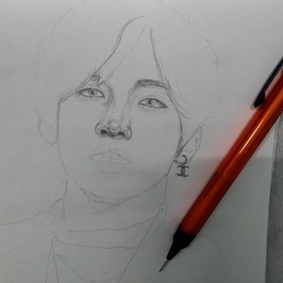BTS Drawings  BTS V drawing How To Draw V Bts Easy Pencil Drawing For  beginners  Kim Taehyung  YouTube