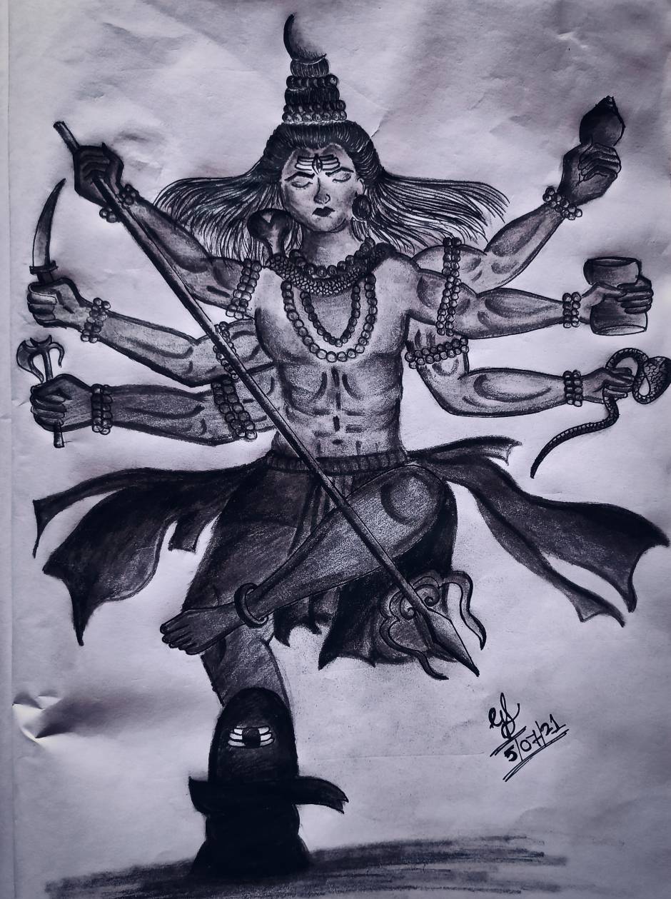 Pencil Sketch of Shiv Tandav Drawing of Dancing Lord Shiv  YouTube