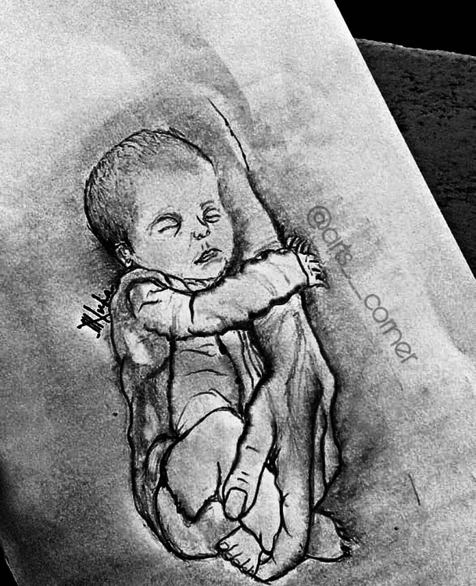 Cute Baby Pencil Sketch · Creative Fabrica