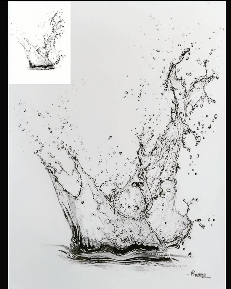 Hyperrealistic sketch of WATER SPLASH