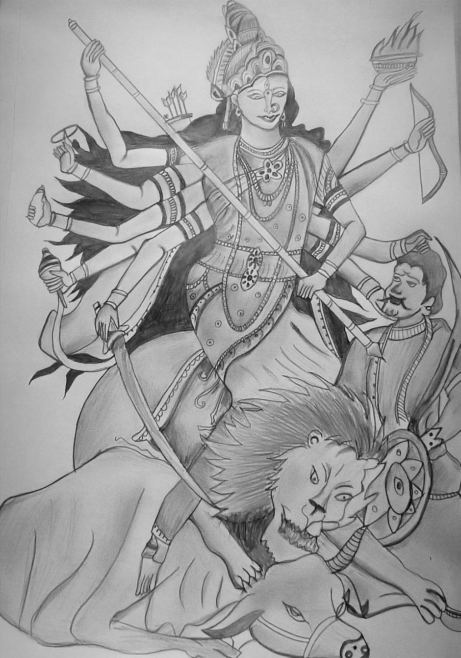 Sketch of Goddess Durga Maa or Kali Mata Editable Vector Outline  Illustration Stock Vector - Illustration of festival, hinduism: 200163153